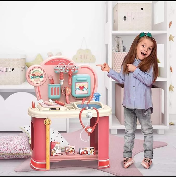 create a complete mini clinic at home with this pink clinic station! β highlights π©Ί includes thermometer, stethoscope, syringe & more π₯ clinic station with shelves, counters & storage π pretty pink design for kids who love caring play πΆ light & sound features (depending on model) π§ encourages empathy, role play & imagination create a complete mini clinic at home with this pink clinic station! β highlights π©Ί includes thermometer, stethoscope, syringe & more π₯ clinic station with shelves, counters & storage π pretty pink design for kids who love caring play πΆ light & sound features (depending on model) π§ encourages empathy, role play & imagination