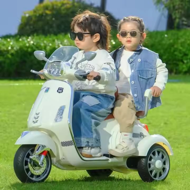 🛵⚡ vespa 12v battery operated rechargeable ride on scooter with music & lights ✨🎶 🛵⚡ vespa 12v battery operated rechargeable ride on scooter with music & lights ✨🎶