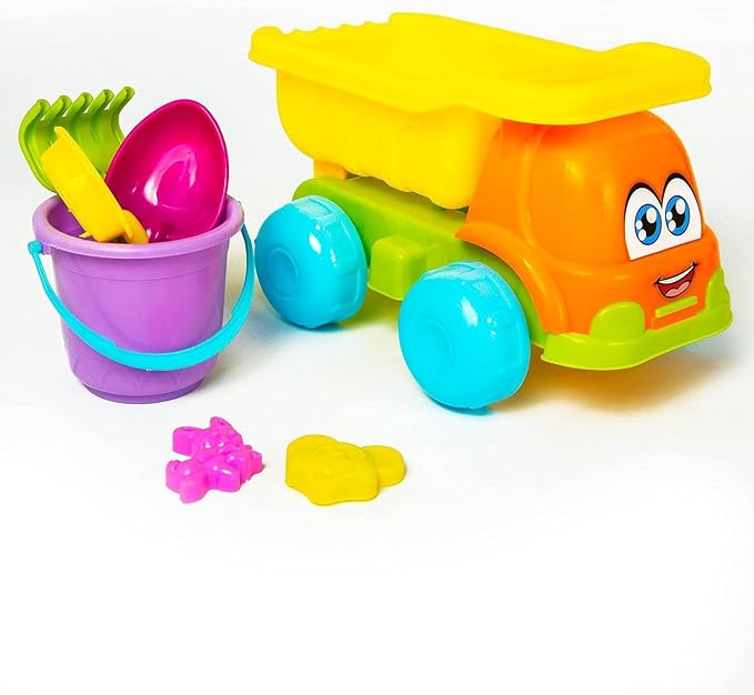 ποΈππ beach toy set with dump truck, sand bucket & tools β multicolour ποΈππ beach toy set with dump truck, sand bucket & tools β multicolour