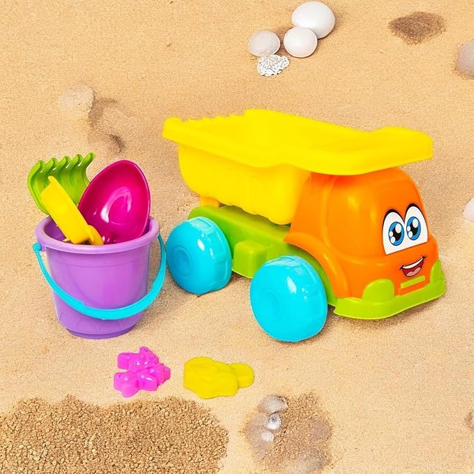 ποΈππ beach toy set with dump truck, sand bucket & tools β multicolour ποΈππ beach toy set with dump truck, sand bucket & tools β multicolour
