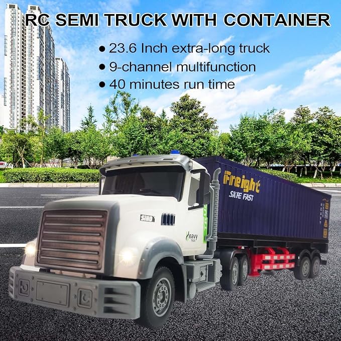 🚚📦 remote control semi truck with trailer – 23.6" 9 channel r/c hauler toy! 🚚📦 remote control semi truck with trailer – 23.6" 9 channel r/c hauler toy!