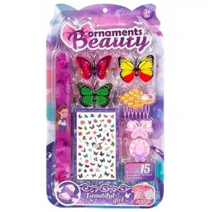 🦋✨ sticker hair & beauty set – butterfly slap bracelet, hair clips & nail stickers 💅🌈