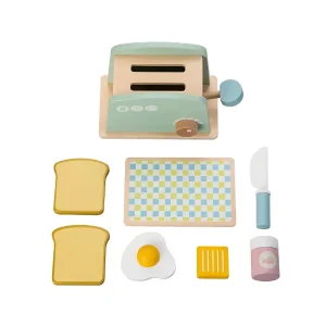 wooden toaster set – pretend play kitchen toy 🍞🪵🍽️