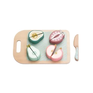 edumonti slice and play wooden fruit cutting board set 🍎🔪🪵