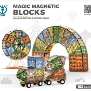 🧲🎢💡 educational construction toys set for kids – 153 pcs light up marble run race track magnetic building blocks