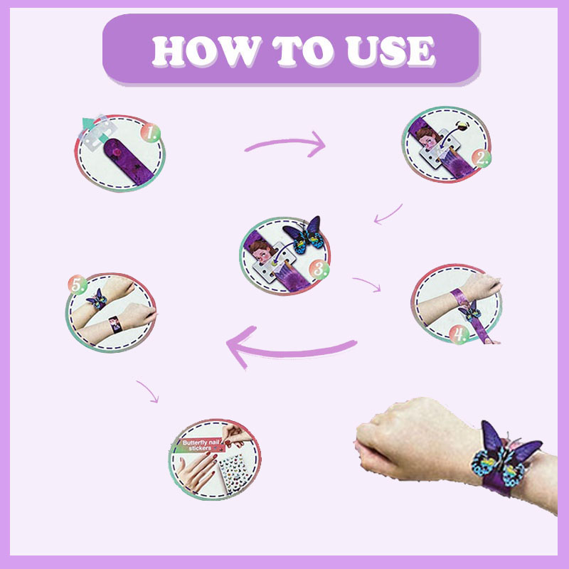 🦋✨ sticker hair & beauty set – butterfly slap bracelet, hair clips & nail stickers 💅🌈 🦋✨ sticker hair & beauty set – butterfly slap bracelet, hair clips & nail stickers 💅🌈