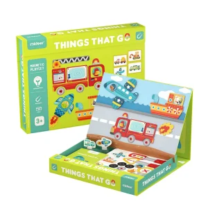 🚗🧲 mideer magnetic playset – things that go (19 pieces) 🚆✨