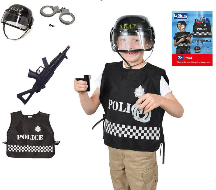 🚓🖤 policeman swat costume with toy gun & accessories 🔫👮♂️ 🚓🖤 policeman swat costume with toy gun & accessories 🔫👮♂️