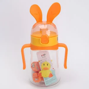 cute character drinking water bottle for kids – 450 ml orange 💧🧡✨