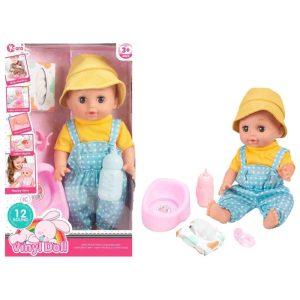 vinyl baby doll w/ accessories – 4 pcs 🍼💖