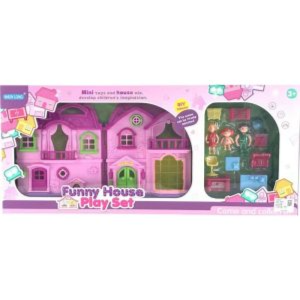 funny house dollhouse with furniture figures