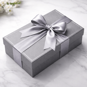 creative gray bow gift box – elegant rectangular gift packaging 🎀