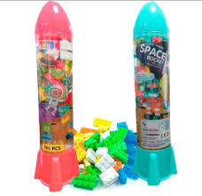 space assembled building blocks rocket.
